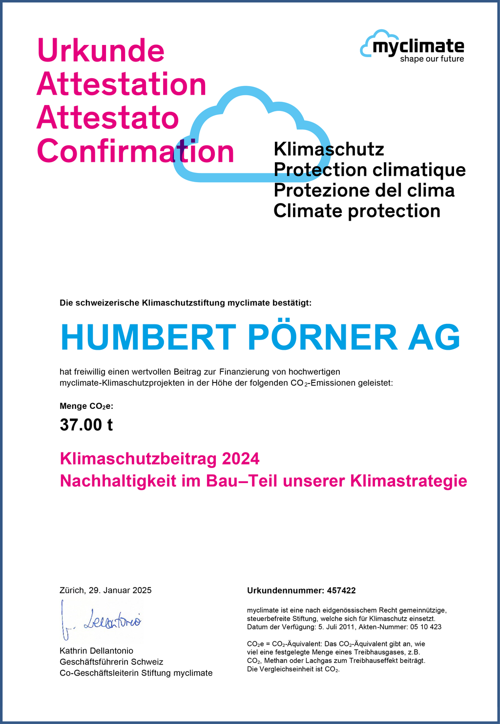 37 t Co2 kompensiert im Jahr 2024 (Total 345.41 t seit 2020)
